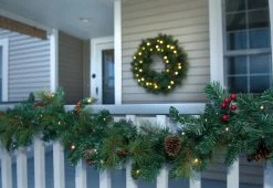 Hot Sale ❤️ 9-Ft. Cordless Pre-Lit Indoor/Outdoor Garland by Sharper Image 🧨 -Outdoor Living shop 205977 z2