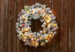 New 🎁 30” White Flocked Cordless Pre-Lit Indoor/Outdoor Wreath by DI -Garden & Lights Company Limited 🥰