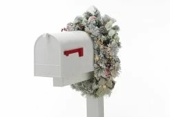 Best Pirce ⌛ Pre-Lit Mailbox Wreath - Flocked by Sharper Image ✨
