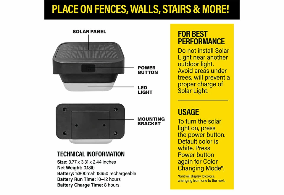 New ๐ LED Solar Fence Lights (4-Pack) by Bell+Howell ๐ 10 New ๐ LED Solar Fence Lights (4-Pack) by Bell+Howell ๐ - Image 8