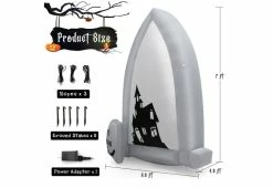 Cheapest ✨ 7-Ft. Inflatable 🦇 Halloween Tombstone by GoPlus (Costway) 🎁 -Outdoor Living shop 208614 z11
