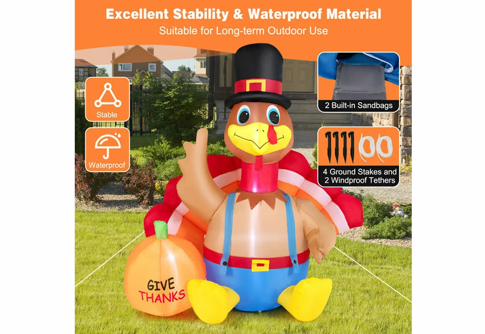 New ๐ 6-Ft. Inflatable Turkey by GoPlus (Costway) ๐งจ 5 New ๐ 6-Ft. Inflatable Turkey by GoPlus (Costway) ๐งจ - Image 3