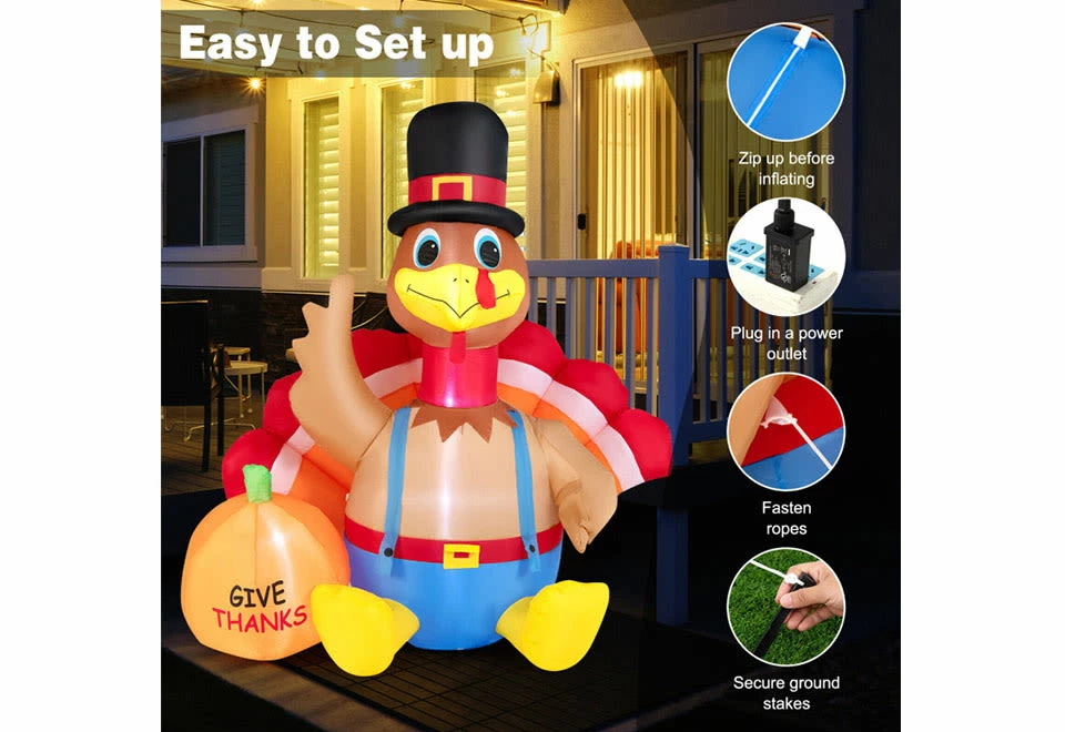 New ๐ 6-Ft. Inflatable Turkey by GoPlus (Costway) ๐งจ 6 New ๐ 6-Ft. Inflatable Turkey by GoPlus (Costway) ๐งจ - Image 4