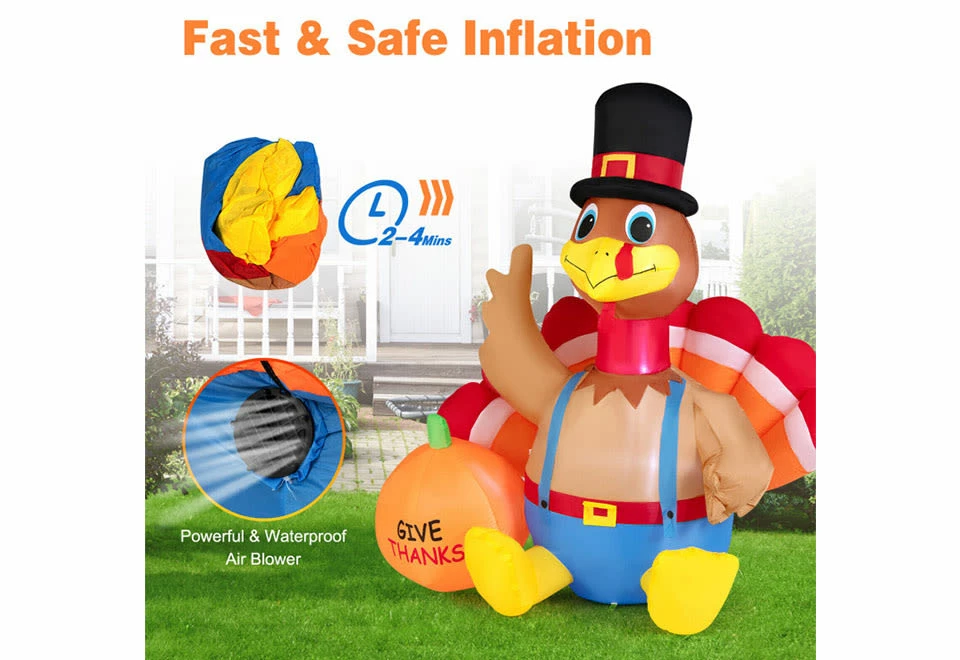New ๐ 6-Ft. Inflatable Turkey by GoPlus (Costway) ๐งจ 7 New ๐ 6-Ft. Inflatable Turkey by GoPlus (Costway) ๐งจ - Image 5